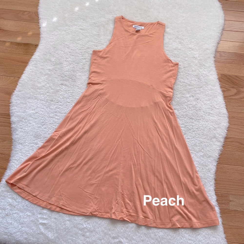 Athleta NWOT Women's Sleeveless A-Line Pull-on Dress, Peach, Coral, Size S